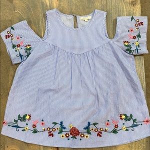 Cold shoulder striped top